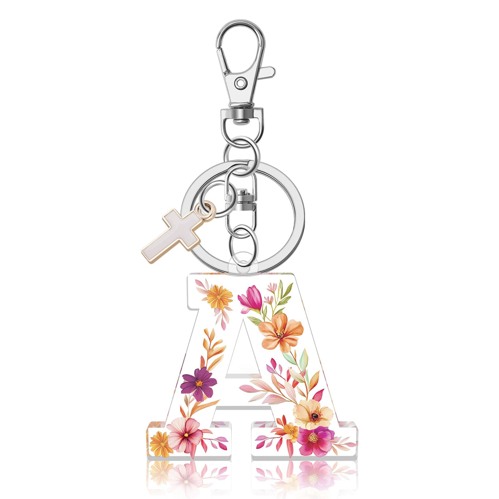 YaeYur Initial Letter with Cross Keychains Alphabet Initial Letter Keychain Initial Letter Keychain for Women Handbag