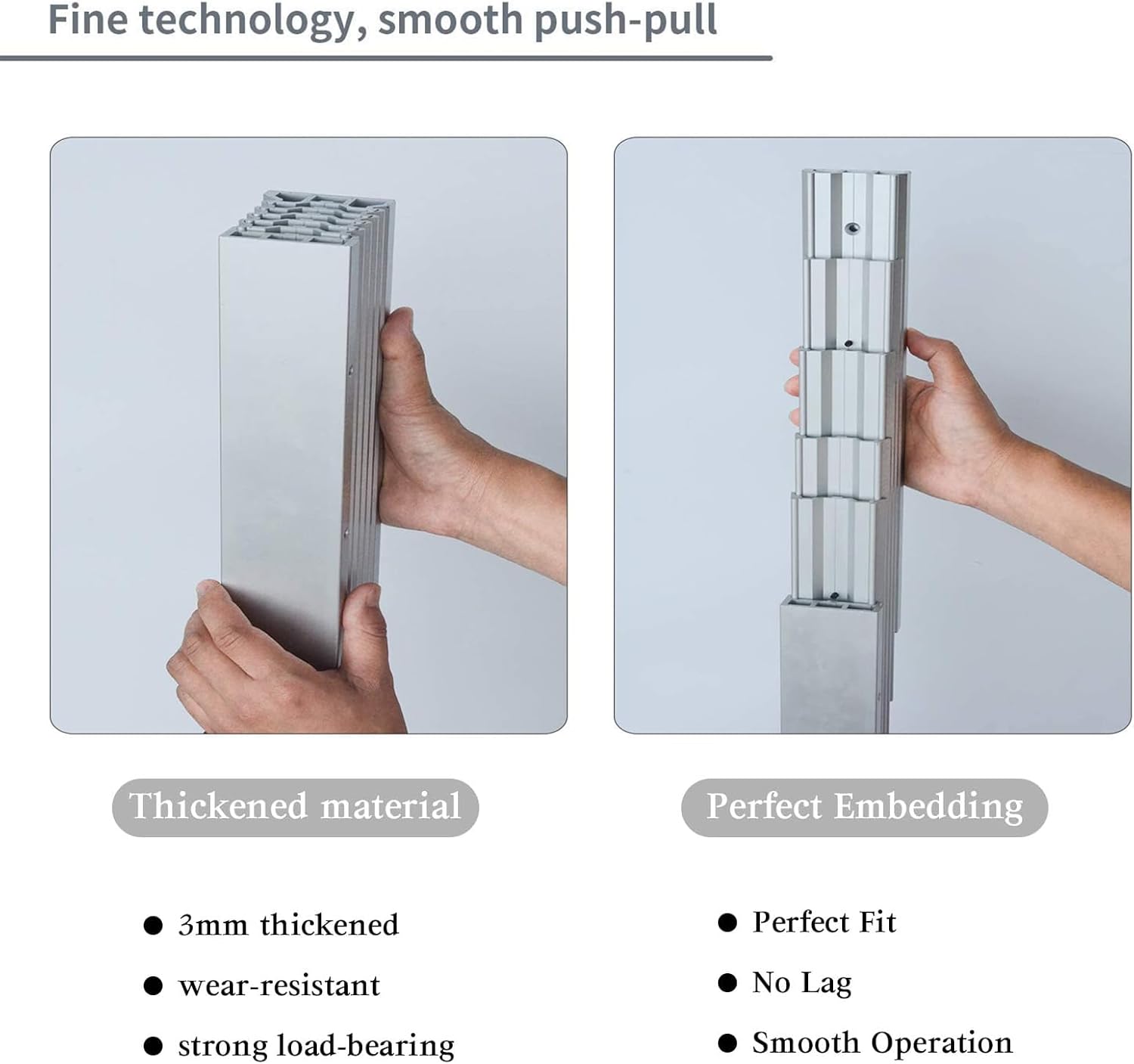 Countertop Extension Slide with Silent Wheels Aluminum Telescopic Cabinet Table Guide Rail, Concealed Table Desk Kitchen Countertop for Table Kitchen Countertop,1270mm