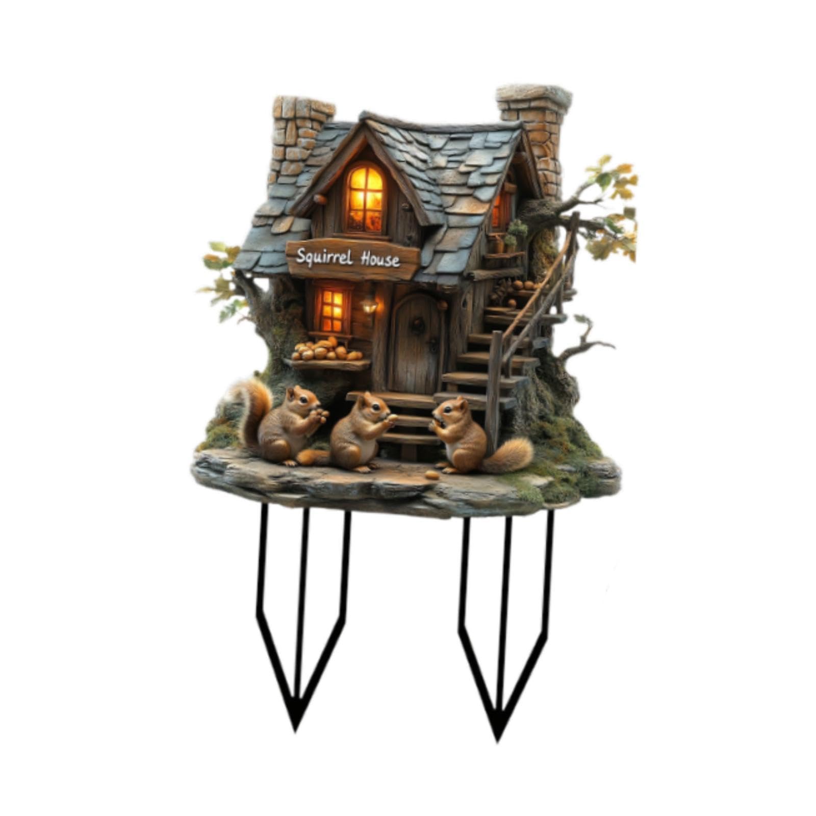 LOOM TREE Garden Squirrel House Stake Acrylic Lawn Sign Decor for Pathway Yard Walkway | Home Decor | Plaques & Signs-image-19