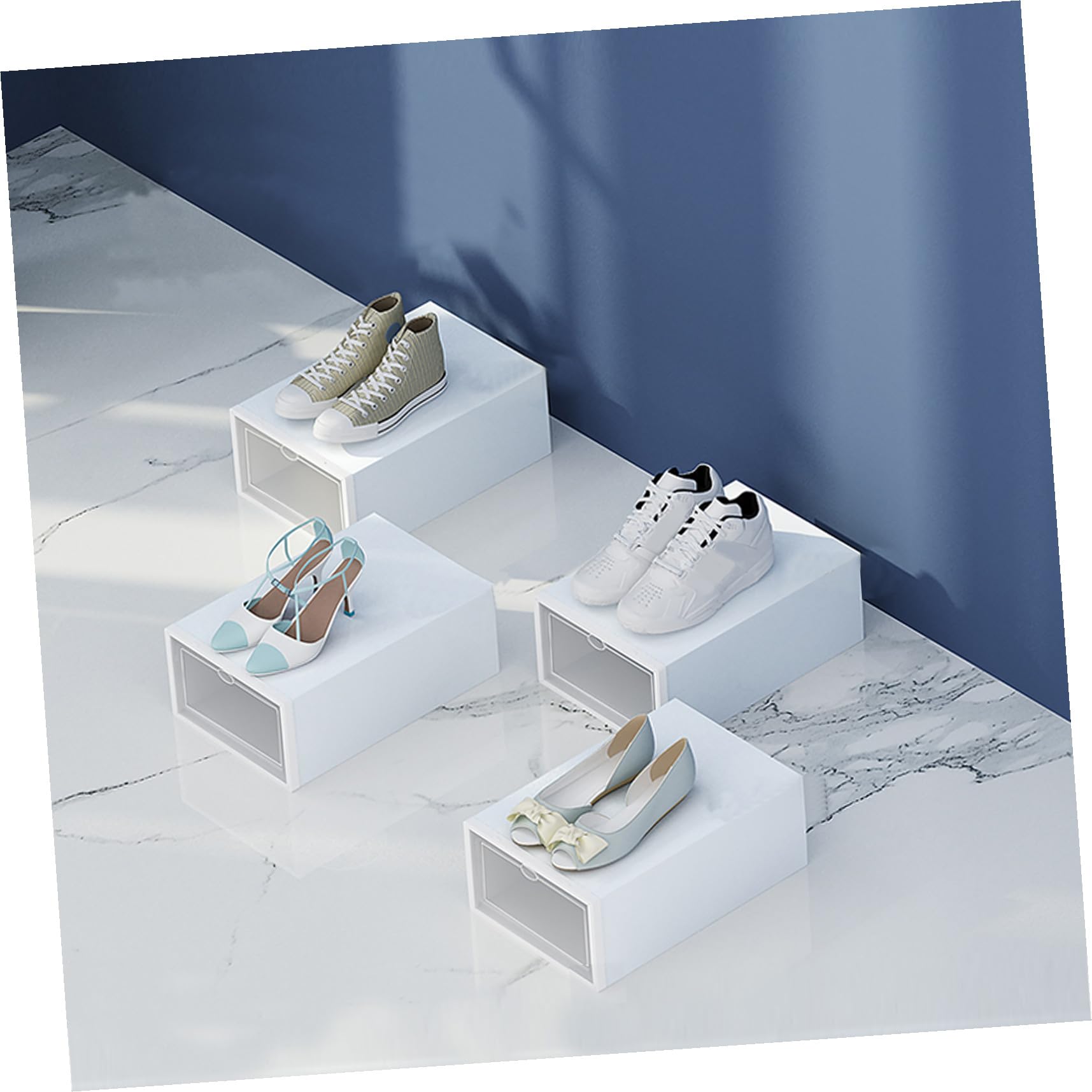 Boîtes de Rangement pour Chaussures en Plastique Transparent 6 Pcs Couvercle Tiroir Pratique, Design Simple et Dimensions 33x23x14cm pour Organisation Maison