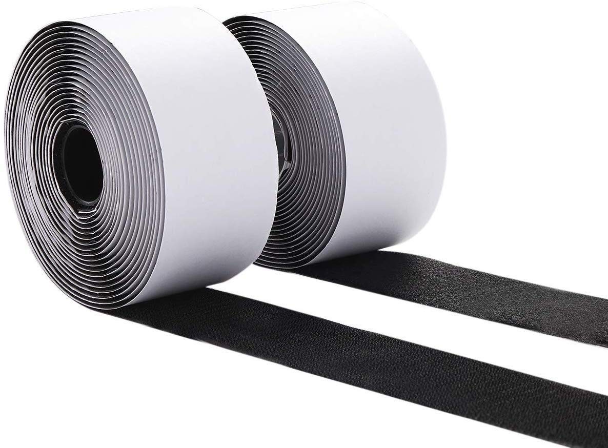 Adhesive Hook and Loop Tape, Self Adhesive Sticky Tape - Heavy Duty Reusable Double Sided Sticky Back Fastening Tape Black 5cm-5m