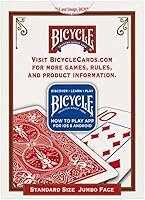 Vista 4 de Bicycle Cartas de Juego de Índice Jumbo, Paquete a Granel de 12 Juegos de Cartas de Tamaño Póker de Impresión Grande, Dorsos Rojos y Azules