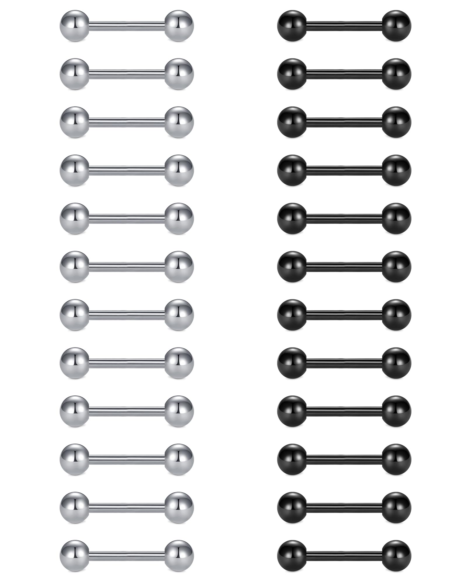 Set 8 Piercing In Acciaio Chirurgico - Per Capezzolo, Labbra E Lingua, Filettatura Esterna, Oro, 12-18 Mm