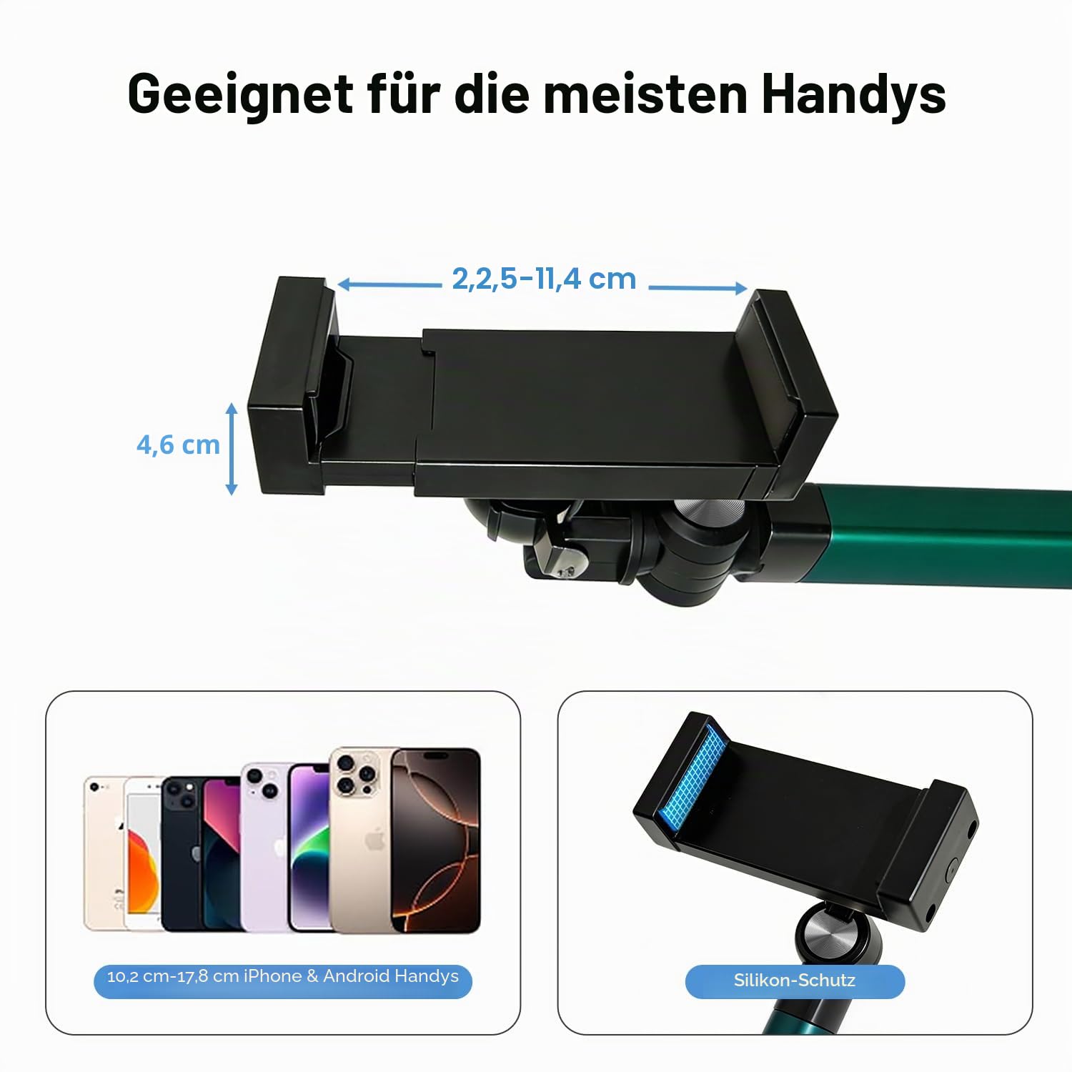 Überkopf-Telefonhalterung mit Licht, Handy-Ständer für Videoaufnahmen, 360 Grad schwenkbar, neigbar, verstellbar, Boden-Kamera-Filmstativ, Content Creator Handyhalterung, Stabiler Ständer (L11-SD)