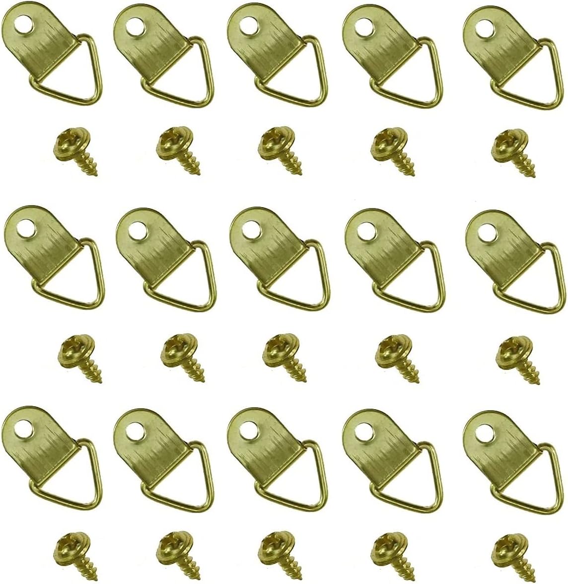 100 Pcs D Rings Picture Hanging, Small Photo Frame Hooks Hangers, Canvas Hook Wall Bracket Hanger with Screws(Stainless Steel/Golden)
