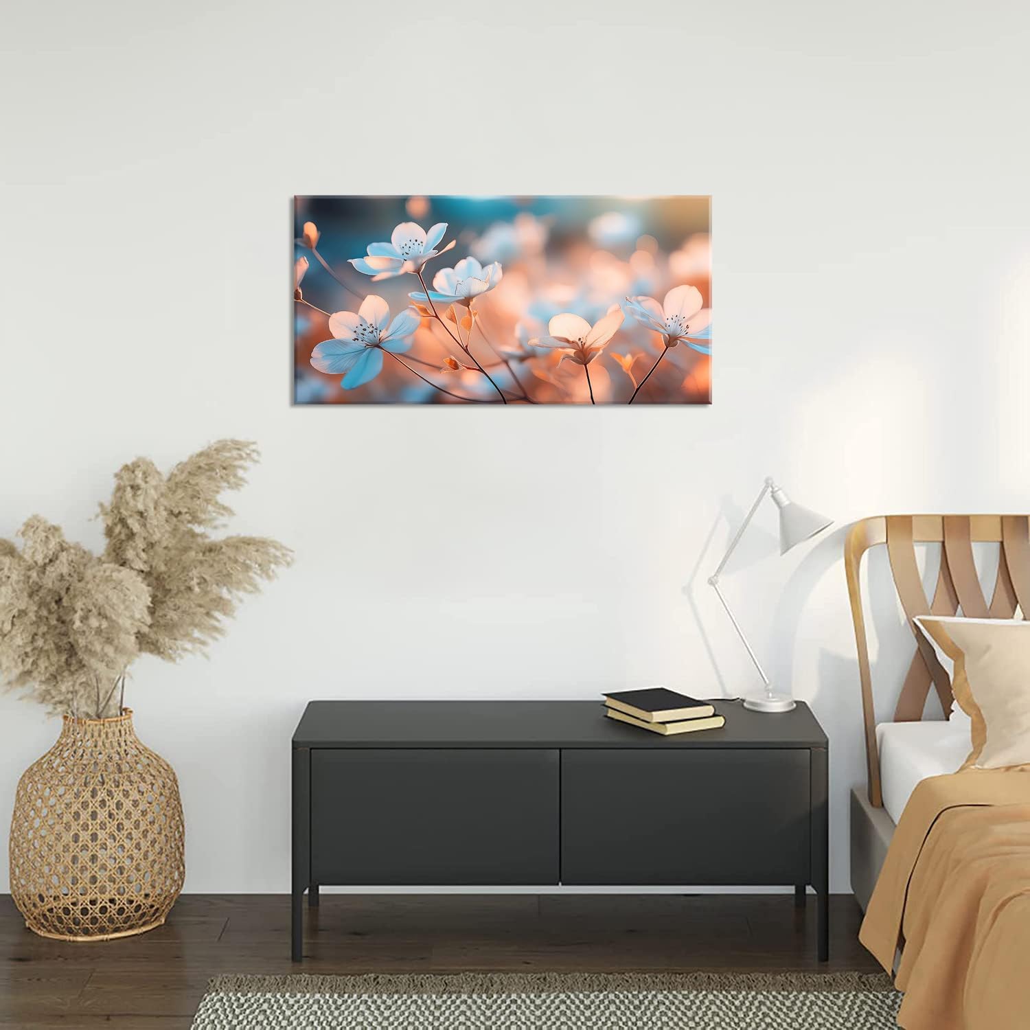 Lasdel Beautiful Floral Flower Plant Wall Art for Living Room Office Nature Wildflower Colorful Painting Prints Scenic Canvas Artwork Over the Couch Dining (20x40 Inches)