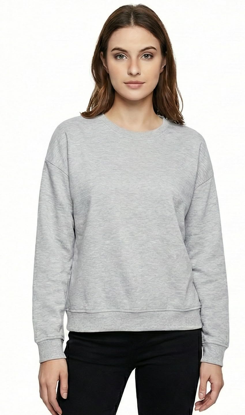 Women's Sweatshirt, Grey, Long Sleeve Crew Neck Pullover-image-48