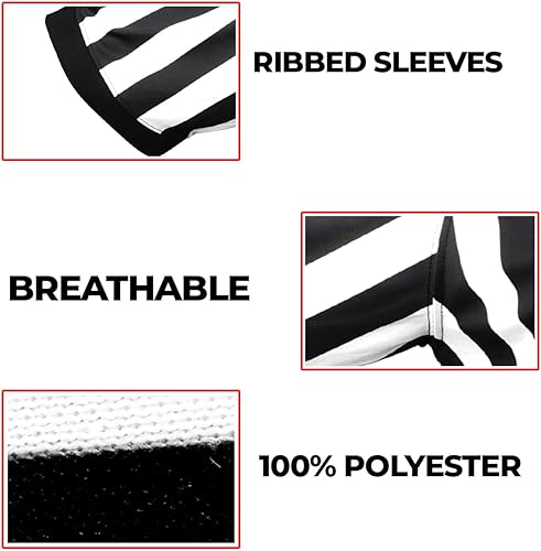 Miniatura 6 de WEARCOG Camisa de árbitro para hombre con cuello de rayas blancas y negras  Camiseta de árbitro de media manga para fútbol baloncesto fútbol