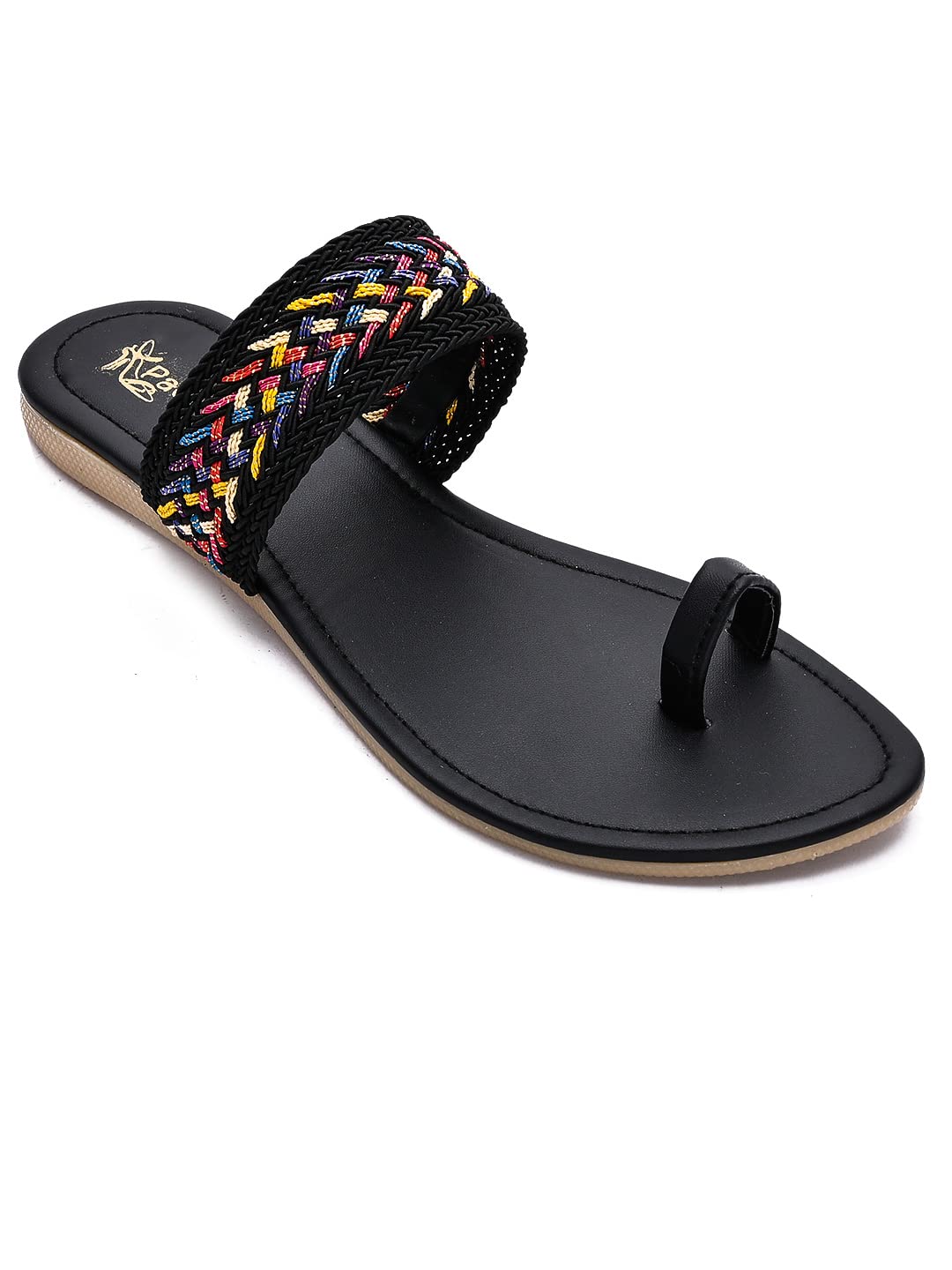 Padvesh Womens Toe Round Ring Slip-on Flat Slippers Synthetic Leather Black Colour Size UK - 4 (B0C27V7Q4L) Amazon Price History, Amazon Price Tracker