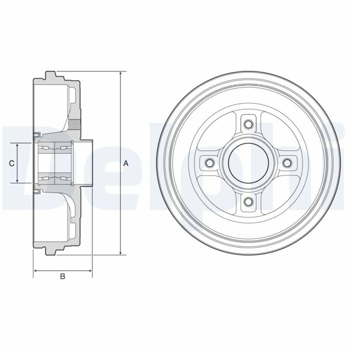 Delphi Technologies BFR626 Tambour Frein Avec Roulement - 1 unité