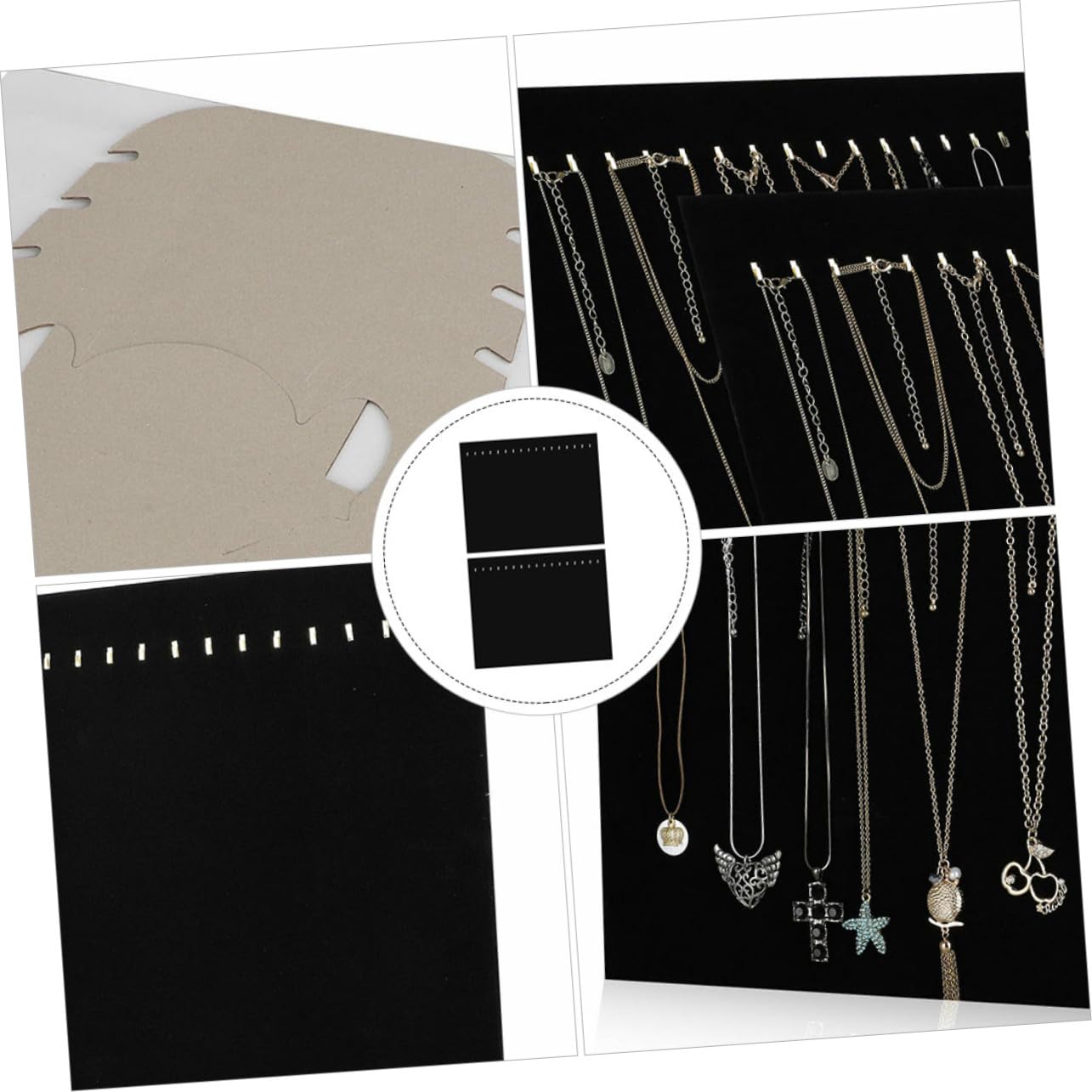 LIFKOME Espositore in Metallo e Cartone Nero 17 Ganci per Gioielli Resistente e Facile da Trasportare Organizer Collane per Uso Personale e Negozi