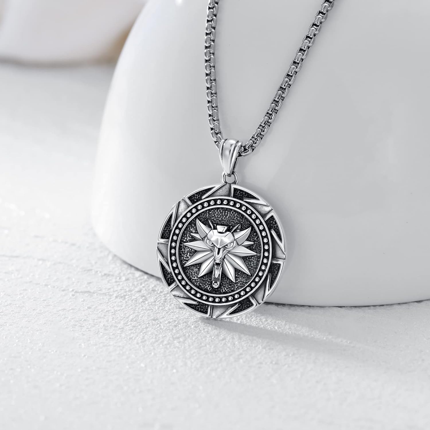 Seiyang 925 Sterling Silver Men's Necklace Oxidized Pendant Jewelry for Men Father Husband Son Brother with 2mm 22+2 In Rolo