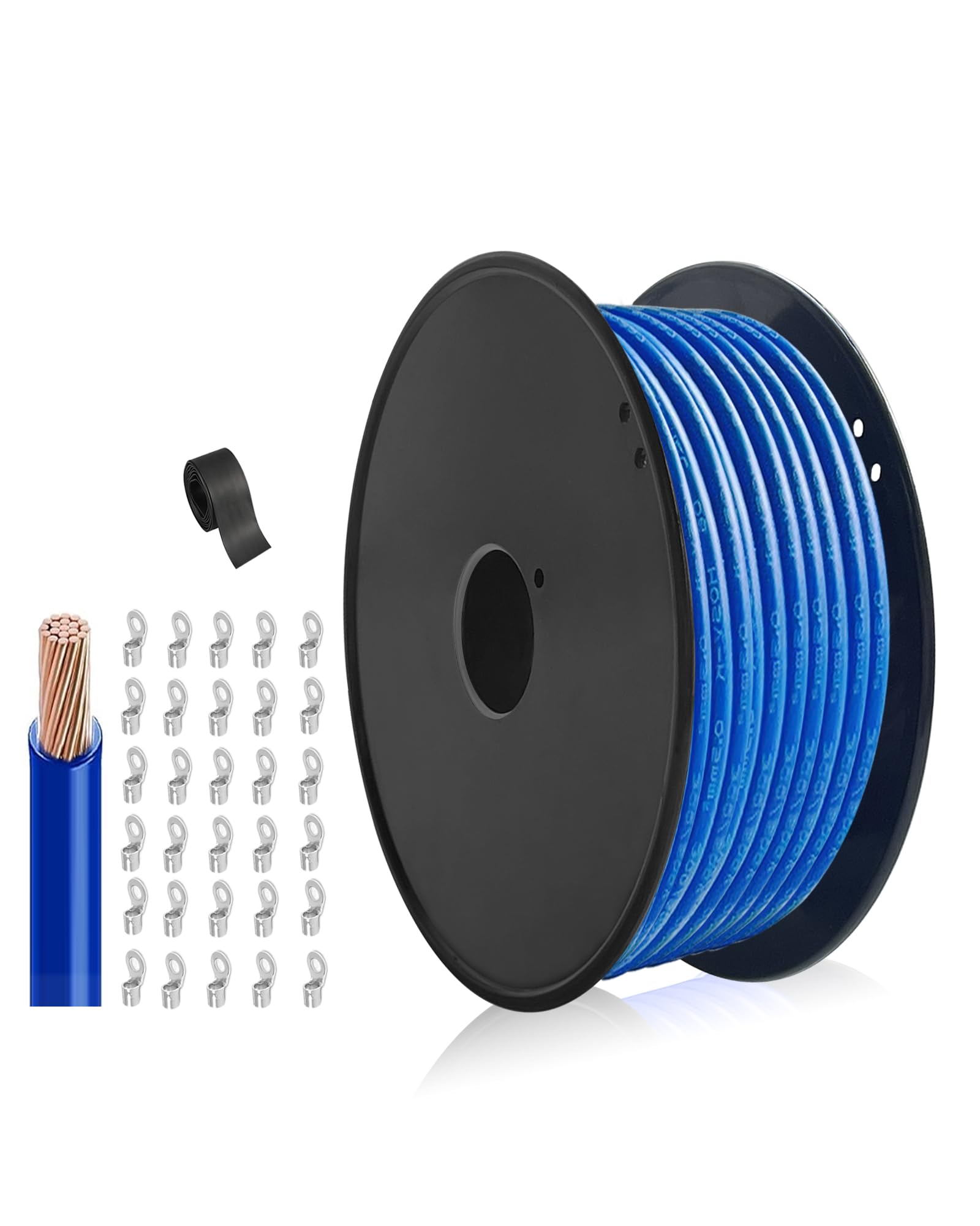 H07V-K 2,5mm² Fil Souple Bleu, 100m | Fil cuivre souple isolé PVC avec accessoires pour tableau, atelier et installation intérieure
