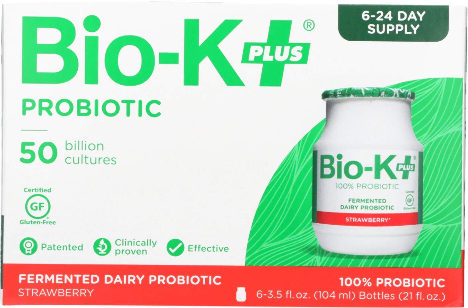 Bio-K Plus - Strawberry Flavor, Drinkable Probiotics for Women & Men - Fermented Dairy Featuring 50 Billion Live and Active Bacteria, Gluten Free - Probiotic Shipped Cold