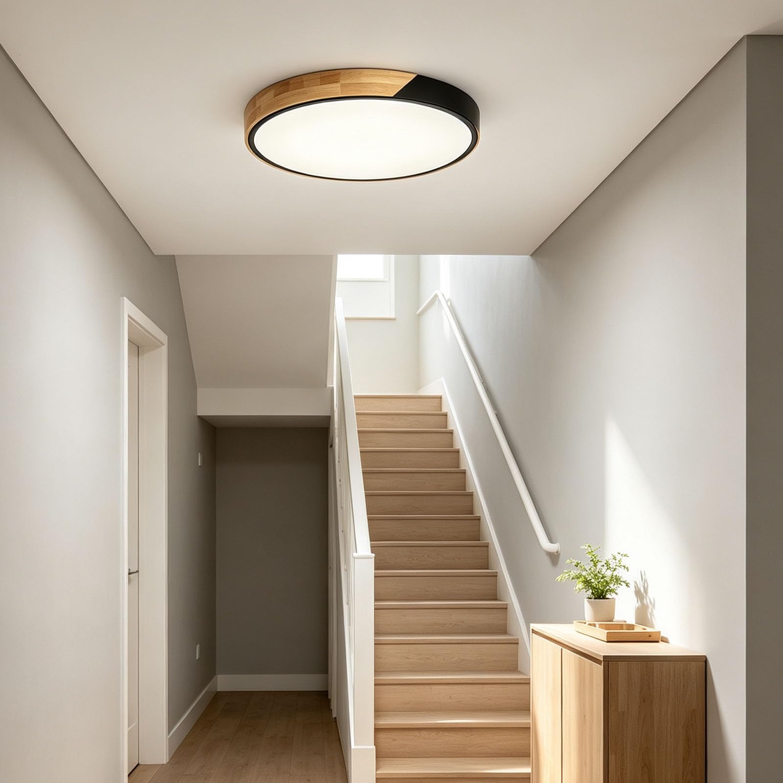 LED-Deckenleuchte, moderne Holz-Unterputz-Deckenleuchte