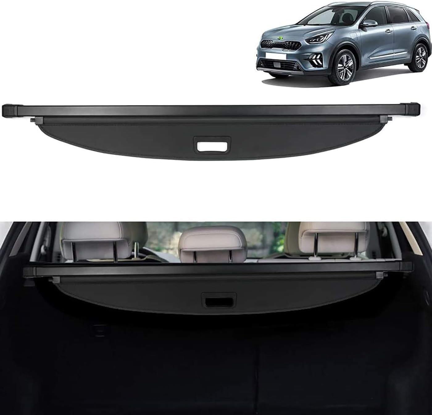 YanZB Car Rear Trunk Curtain Shelves for Kia NIRO 2017 2018 2019,Retractable Luggage Trunk Parcel Shelf Privacy Curtain Privacy Accessories