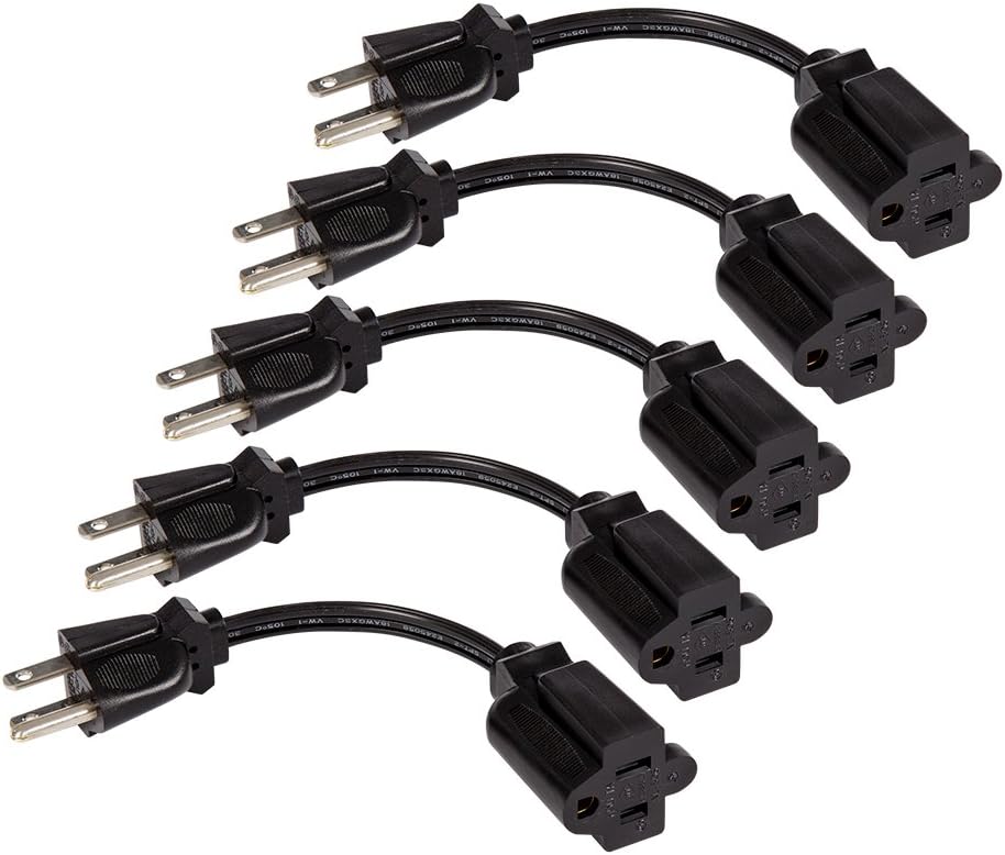 Egghead Electrical Mini 6” UL Approved Extension Cord (Pack of 5)