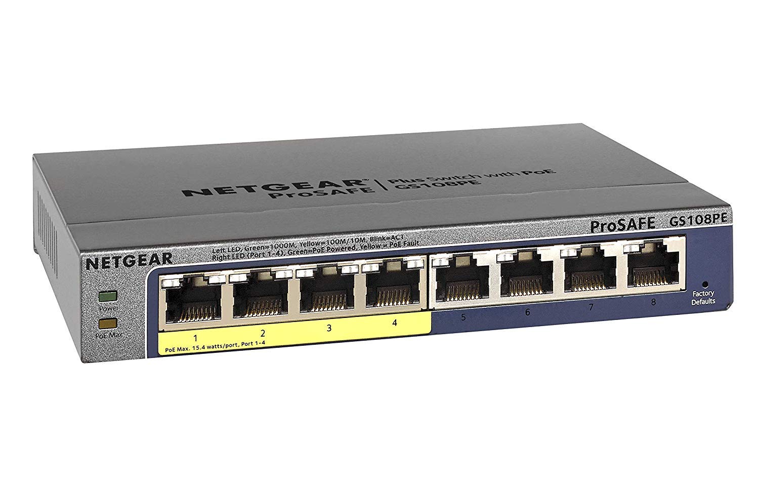 未開封未使用品　NETGEAR GS108PE NETGEAR 8-Port Gigabit Smart Managed Plus Switch, 53w 4xPoE