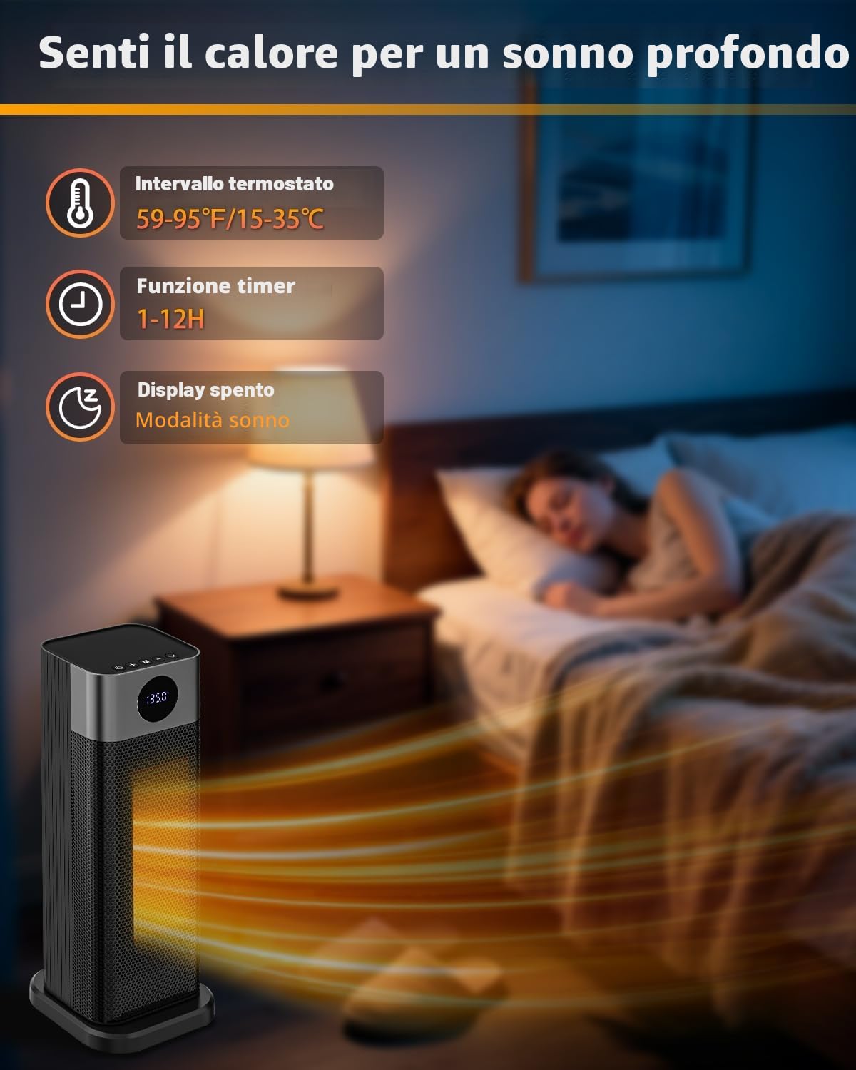 Sendowtek Stufetta Elettrica 2000W, Telecomando, Riscaldamento Rapido | 3 Temp, 70° Oscillazione, 12H Timer, Protezione da Surriscaldamento e Ribaltamento, Termoventilatore per Ufficio, Uso interno