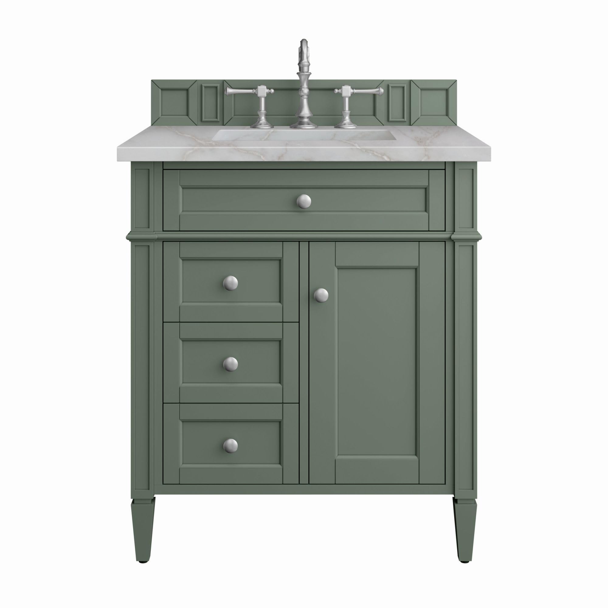 James Martin Vanities 650-V30-3VSL Brittany 30" Single Basin Poplar Wood Vanity Set with 3cm Victorian Silver Silestone Quartz Vanity Top and
