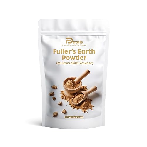 Fuller's Earth - Polvo para cara, piel y cabello, puro y natural, Multani Mitti, sin químicos, 3.5 onzas, paquete de 3.5 onzas