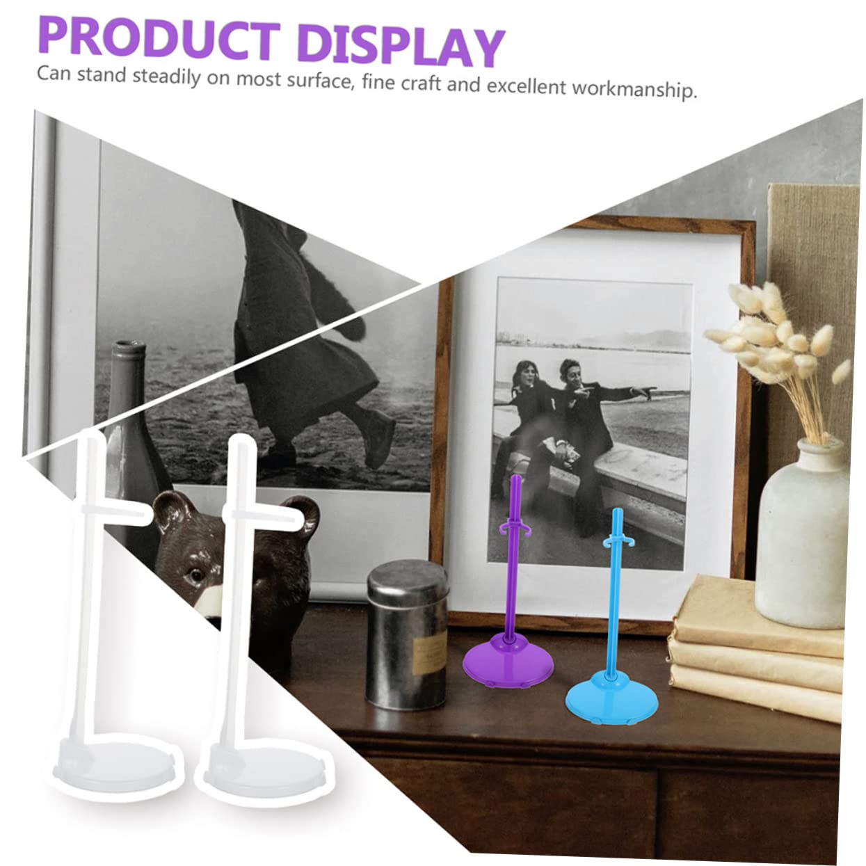 Toddmomy 30Pcs Doll Display Rack with Clip Sturdy Support Bracket for Dolls Transparent Holders Doll Accessory for Organization