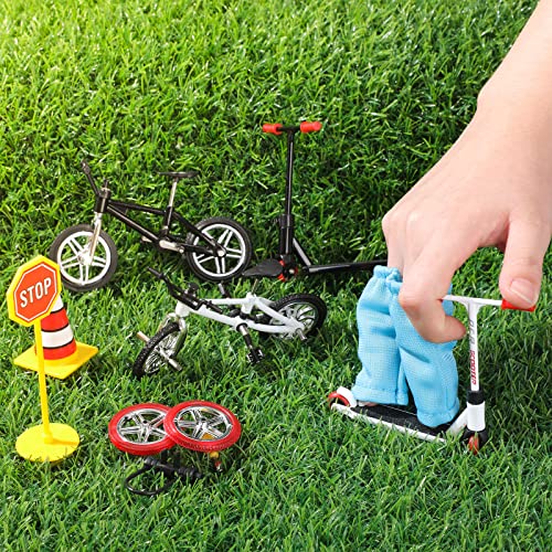 18 Pieces Finger Toy Set Including Alloy Finger Bikes, Finger Scooter, Finger Pants, Replacement Wheels, Bike Lock And Mini Tools Movement Party Favors() #TOP6
