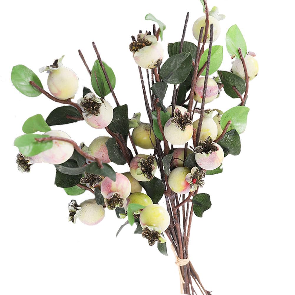 Unomor Faux Pomegranate Stems Rose Spray Handmade Bouquet Artificial Fruit Branches Artificial Berries on Stems Fake Plant Artificial Fake Tree DIY Handmade Tree Artificial Flower Autumn