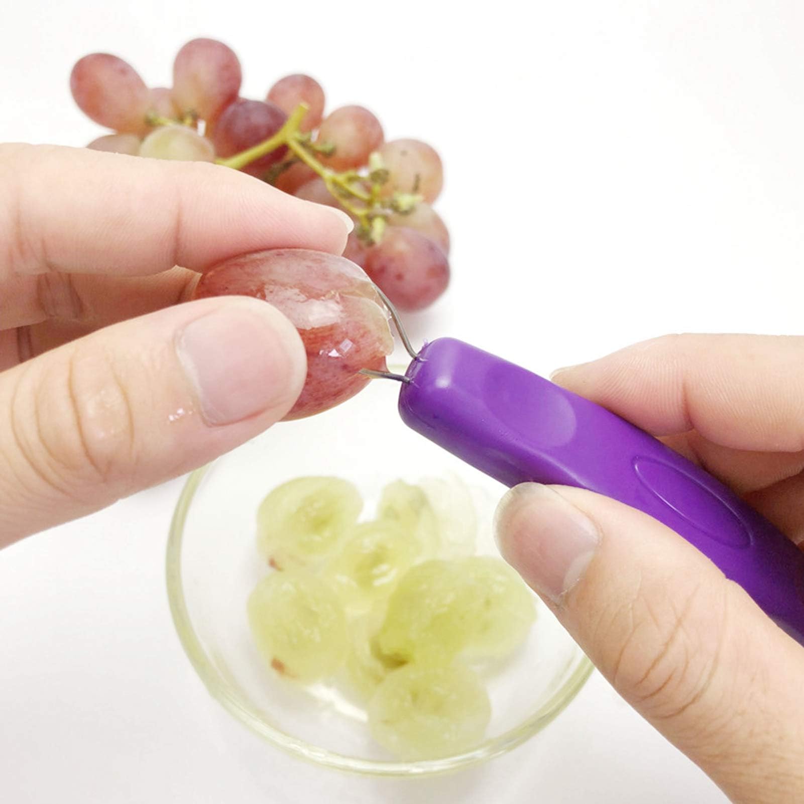 Yosoo Grape Peeler, Fruit Grape Skin Peeler Remover Mini Portable Kitchen Gadget Peeling Tool Purple 7.0x0.8in