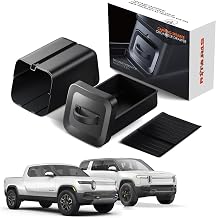 Non-Lockable Convenient Push-to-Open Camping Speaker Drawer for Rivian 2022-2025 R1T R1S Lower Console Organizer - Durable ABS Materials - Recognized By The Car System As a Camping Speaker