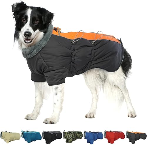 IKIPUKO Chaqueta para perro, abrigos para perros medianos para invierno, impermeable, forro polar, ropa cálida reflectante para perro, abrigo de