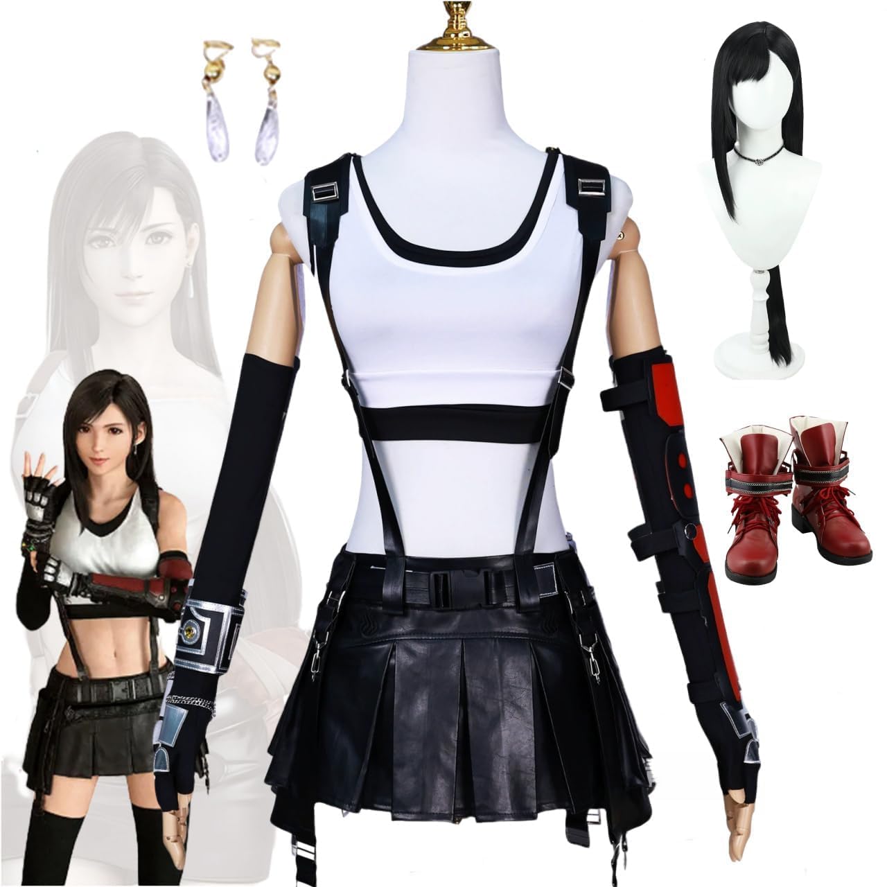 FFVIIリメイク　ティファ ロックハート　コスプレ衣装 ウィッグ 靴 Amazon.co.jp: MOSATO 最終幻想 ティファ・ロックハート