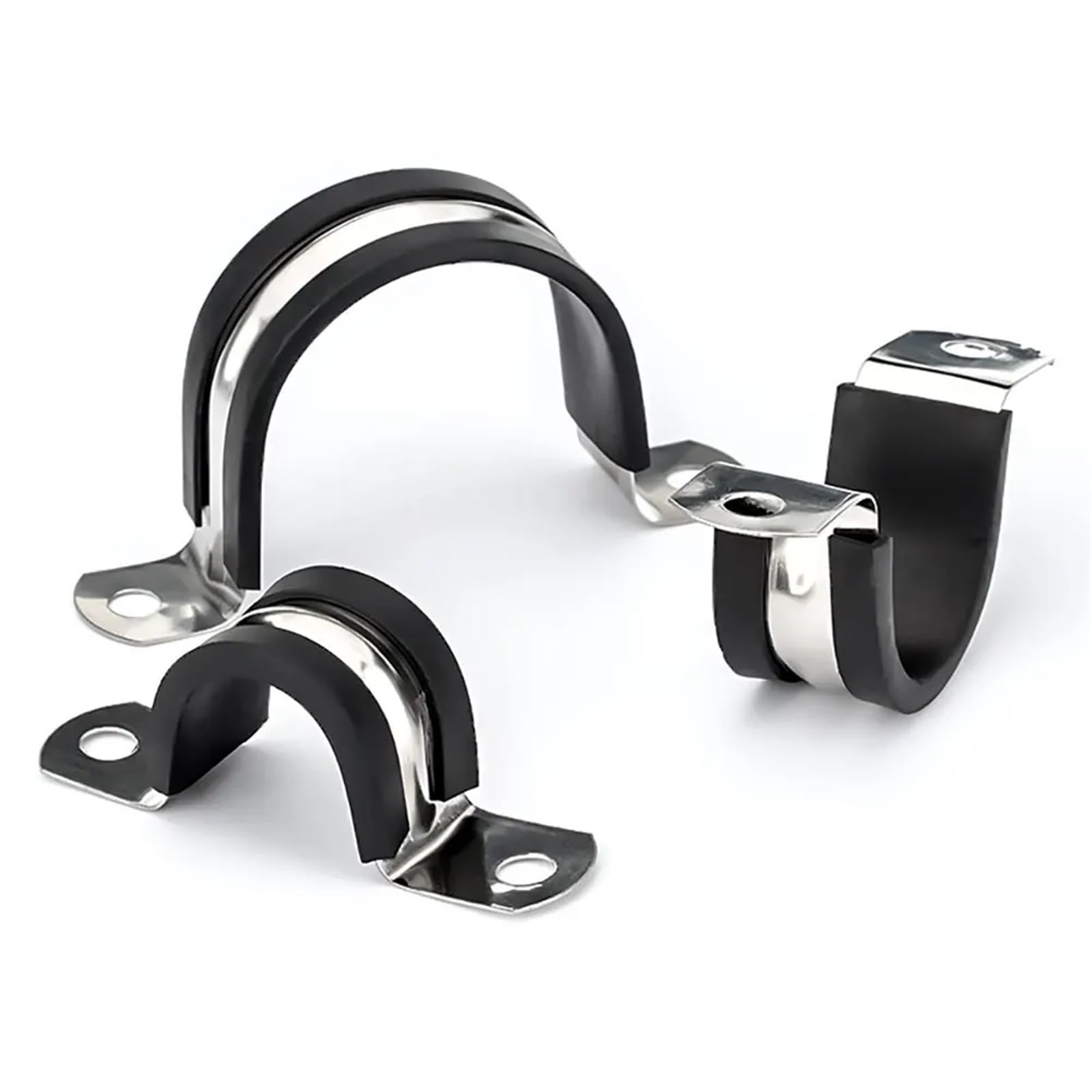 Abrazadera de Cable acolchada de goma resistente, Clip de tubo de acero inoxidable aislado for montaje de manguera de 6-200mm, 5 uds.(M48)