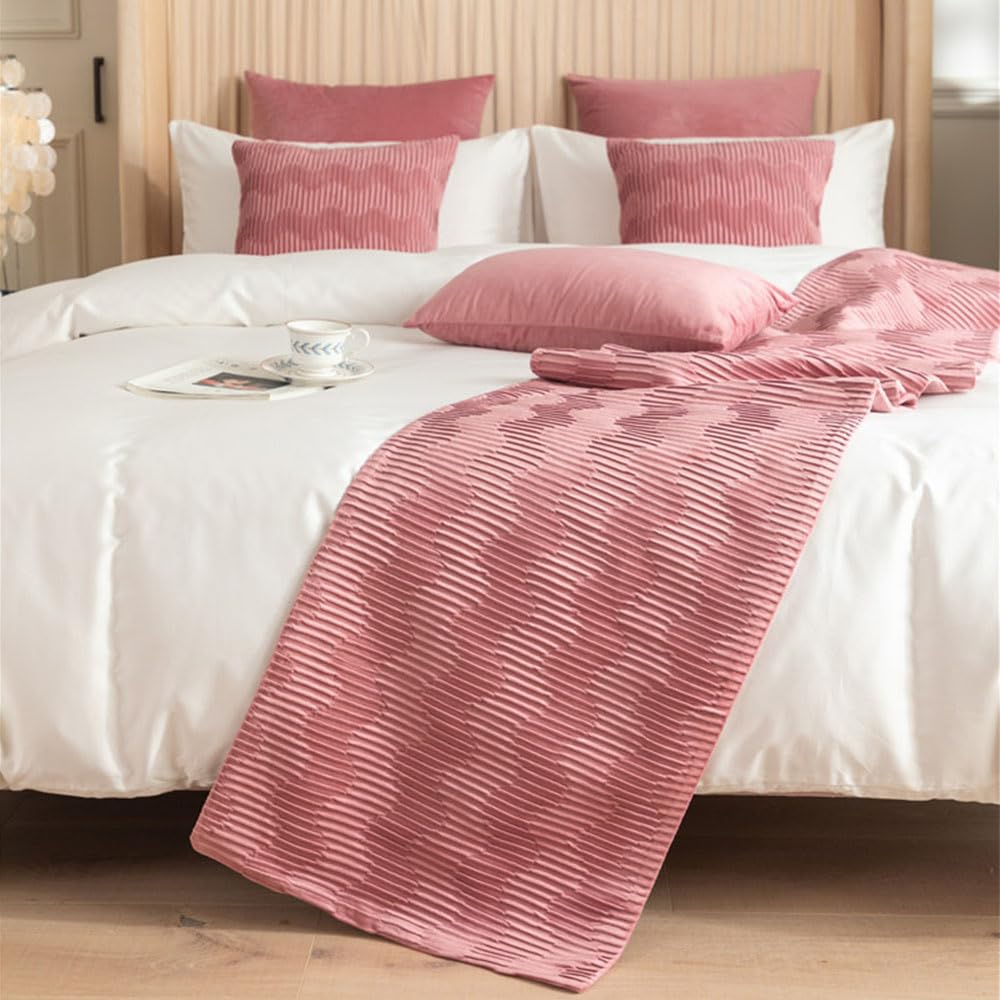 Runner Letto Matrimoniale In Tessuto Felpato - Decorazione Moderna Per Hotel E Camera Da Letto - Foto 8