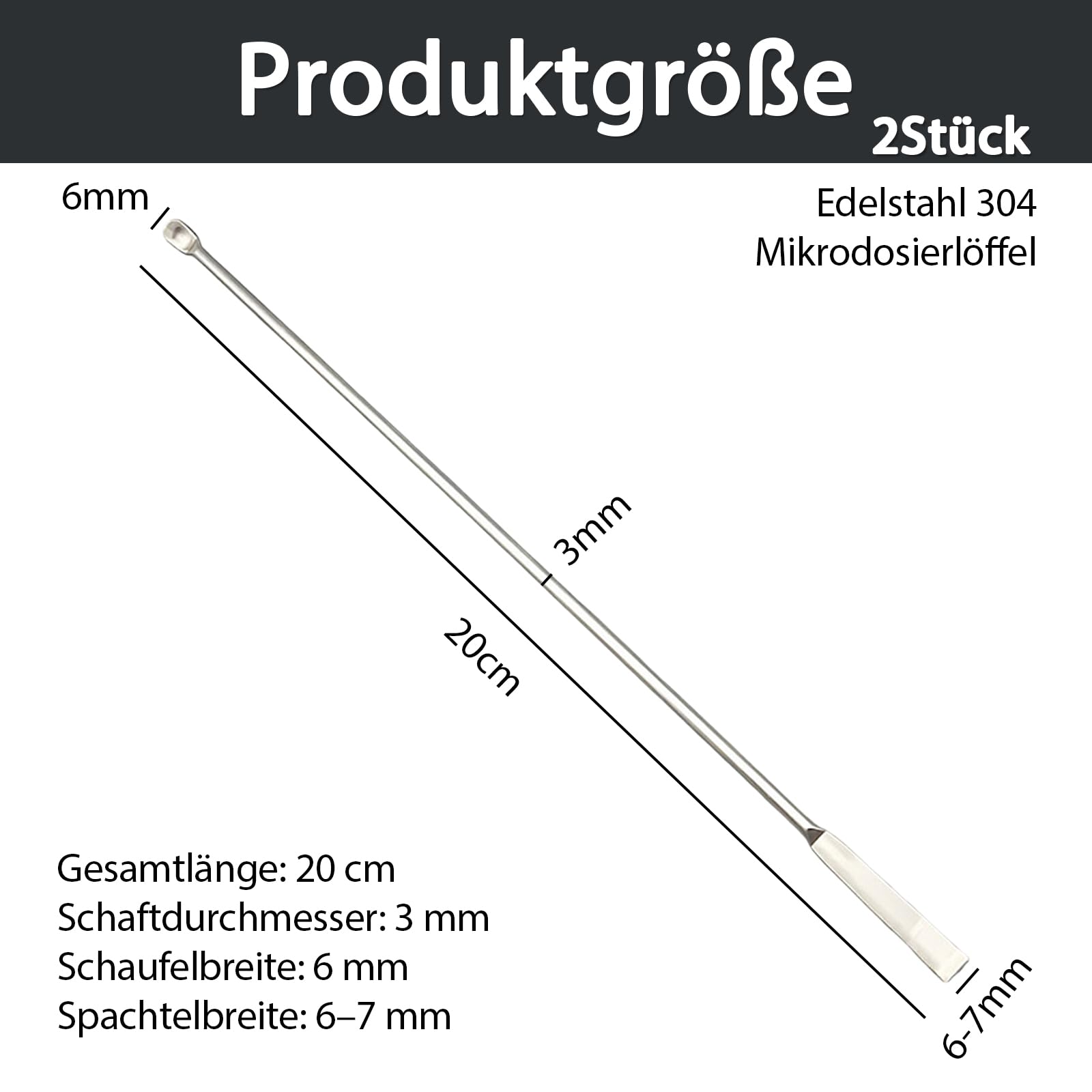 Lot de 2 spatules de laboratoire en acier inoxydable - Micro cuillère à échantillons - Spatule à double tête - Spatule de laboratoire en acier inoxydable - Spatule de laboratoire - Cuillère