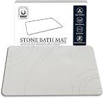 Stone Mat de bain, tapis de douche de terre diatomées, (23.6" x 15.4") Mat de bain à séchage rapide antidérapant Super Absorbent, design moderne naturel et élégant, facile à nettoyer, motif en marbre (gris clair)