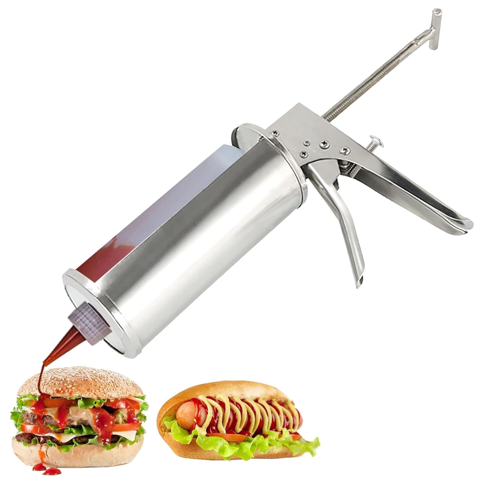 Dozownik Sosu Ilościowego, Pistolet Do Sosu Hamburgerowego | Z Butelkami Dozującymi O Pojemności 650 Ml, Łatwy W Obsłudze, Ergonomiczny Kształt, Do Musztardy, Pomidorów, Sałatek