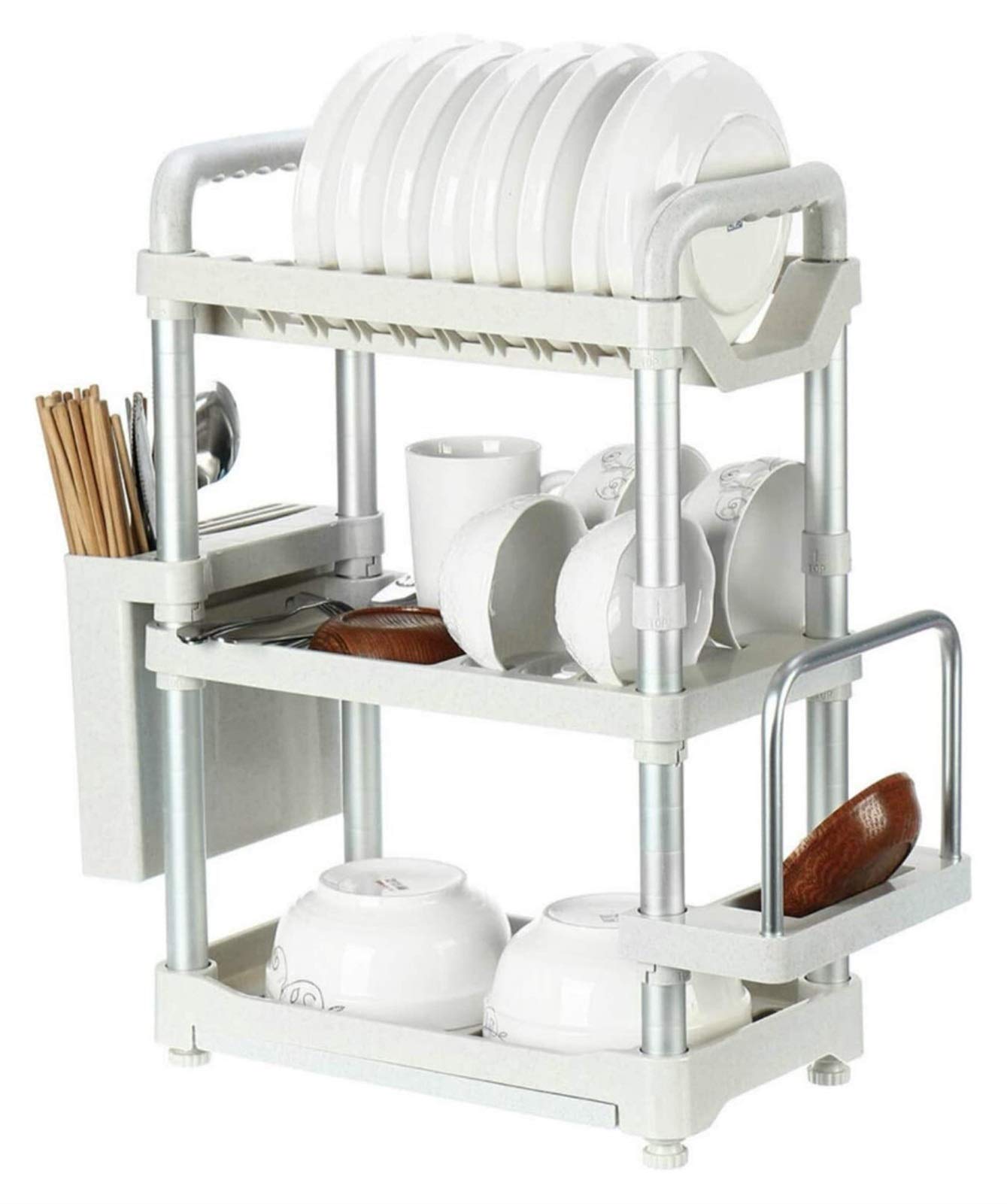 OGMOYT Kitchen Drain Rack Dish Rack Kitchen Rack Fork Spoon Bowl Drain Shelf Dish Drainer 1205