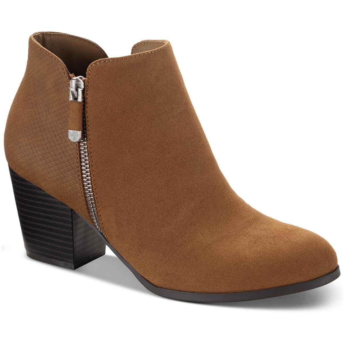 Style Co Womens Masrinaa Suede Block Heel Booties Brown 6 Medium B M