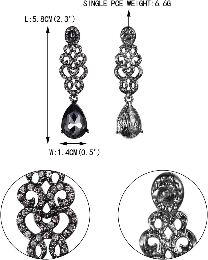 EVER FAITH Women's Crystal Gorgeous Bridal Floral Dangle Teardrop Chandelier Pierced Earrings - Image 4