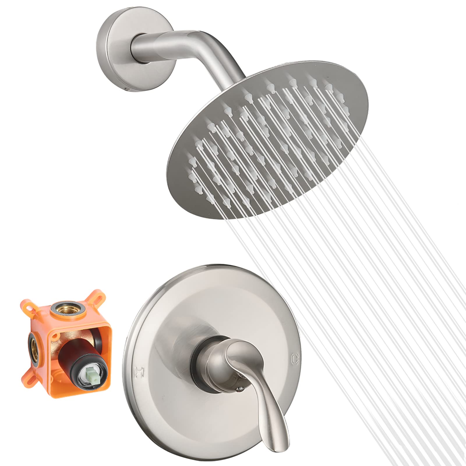 Shower Head And Faucet Set Complete With 6 Inch High Pressure Rain