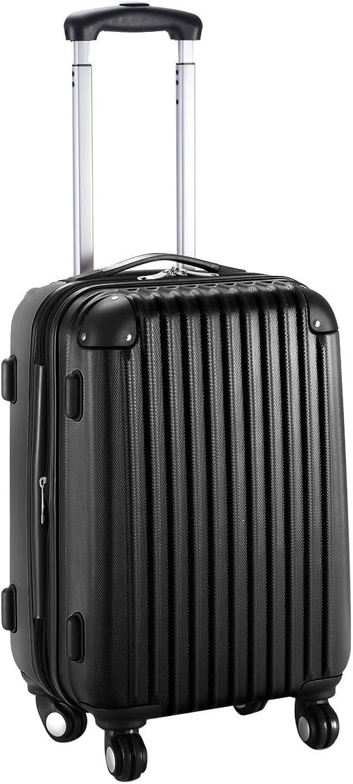GLOBALWAY 20" Expandable ABS Carry On Luggage Travel Bag Trolley Suitcase Black