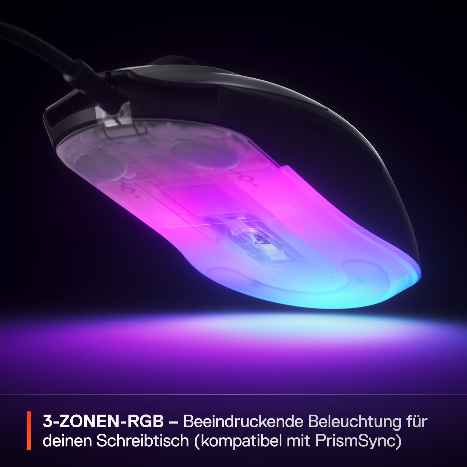 SteelSeries Rival 3 Gen 2 Gaming-Maus, 8.500 DPI TrueMove Core-Optiksensor, 60 Mio. Klicks, RGB, Schwarz