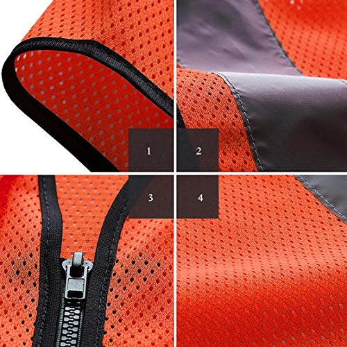 JZK Orange XXXL mesh Safety Vest with Pockets and Zipper - Image 2