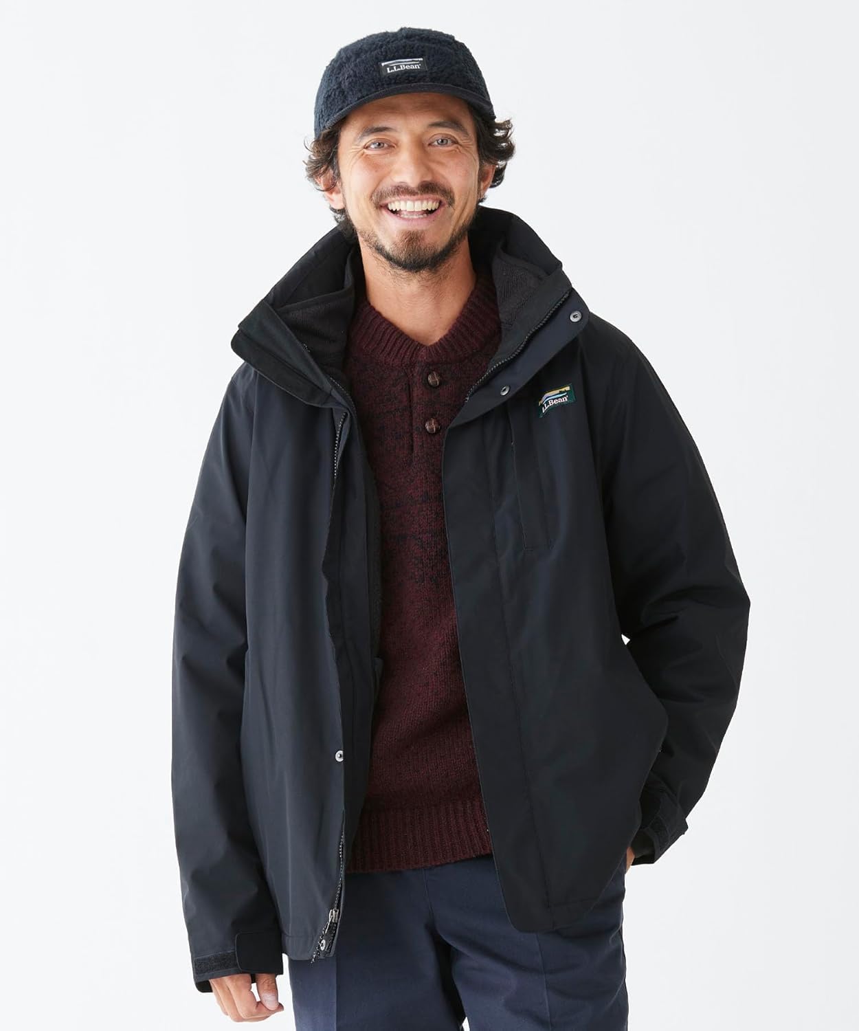 LL BEAN ムートン バングラデシュ製 ダッフルコート アウター 黒 LL BEAN ムートン バングラデシュ製 ダッフルコート アウター 黒