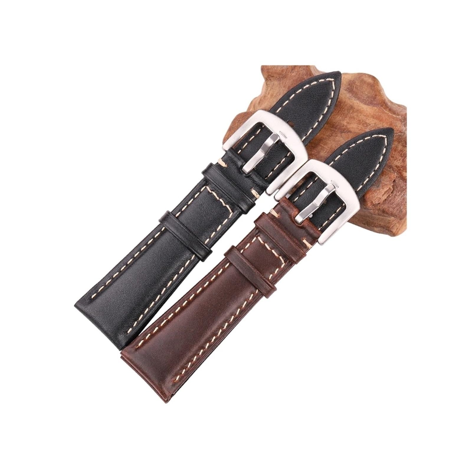 Leder Uhrenband 18 19 20 21 22 24 mm schwarz dunkelbrauner Vintage Glattes Armband Uhrenbandband Edelstahlschnalle