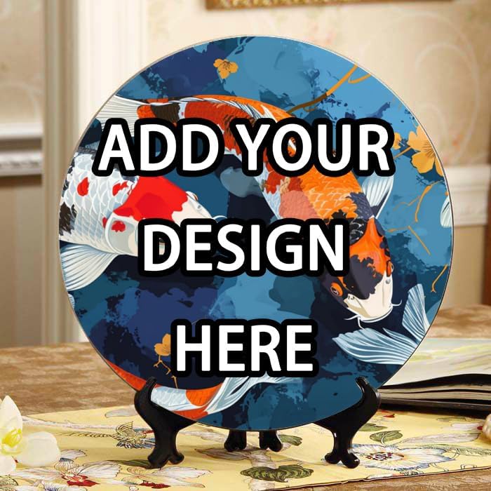 Surfing 10-inch Ceramic Plate for Wall Display or Tabletop, with Stand & Hook DP-64477095