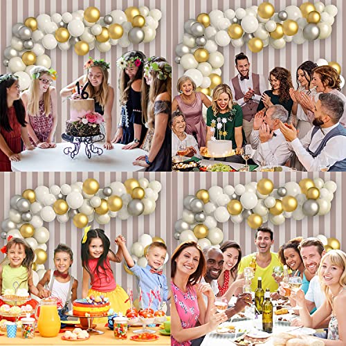 Image of Party Propz 50 Pcs Metallic Balloons for decoration | Silver Balloons for decoration | Gold and Silver balloons for Wedding, Birthday, Anniversary