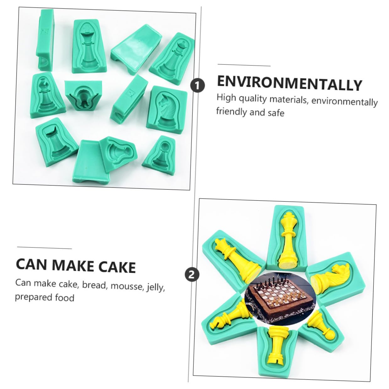 Stampo Silicone Scacchi 12 Pezzi per Dolci e Cioccolato | Verde, Flessibile e Antiaderente, Design Creativo Innovativo, Set per Stampaggio in Cucina