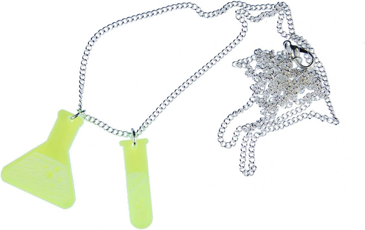 Miniblings Test Tube and Retort Necklace 80Cm Tubes Laboratory Chemistry Neon